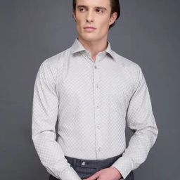 Daniel Hechter Green Cotton Blend Slim Fit Checks Formal Shirt-image-40