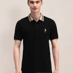 U.S. Polo Assn. Black Cotton Slim Fit Polo T-Shirt-picture-20