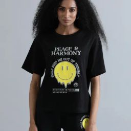 Bene Kleed Black Cotton Graphic Print Oversized T-Shirt-picture-36