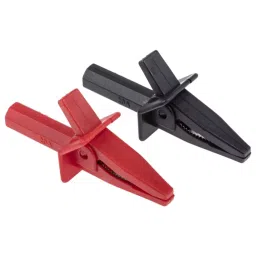 RS PRO Crocodile Clip 4 mm Connection, Nickel-Plated Steel Contact, 20A, Black, Red Model No 446967-image-48