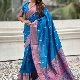all about you Floral Woven Design Paithani Saree-image-37