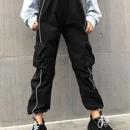HIGH BUY Women Striped Relaxed Loose Fit High-Rise Joggers Trousers-picture-26