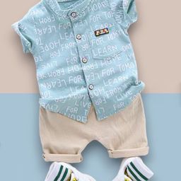 Woxaa Kids Printed Short Sleeves Shirt With Shorts-image-121