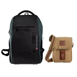 SWISS MILITARY Laptop Backpack & Canvas Sling Bag Combo 2.2 L & 29 L Black & Grey Nylon, LBP89_CAN3-image-69