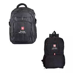 SWISS MILITARY Laptop Backpack & Foldable Bag Combo 13.2 L Black Nylon, LBP58_BP6-27