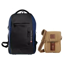 SWISS MILITARY Laptop Backpack & Canvas Sling Bag Combo 2.2 L & 29 L Black & Blue Nylon, LBP90_CAN3-image-10