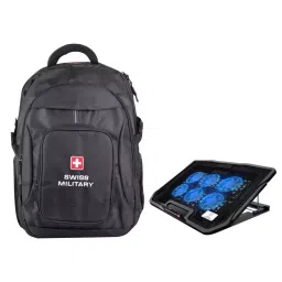 SWISS MILITARY Laptop Backpack & Cooling Pad Combo 25 L Black Nylon, LBP58_LCF01-image-62