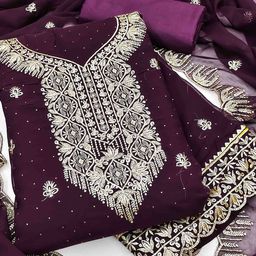 Blissta Embroidered Unstitched Dress Material-picture-2