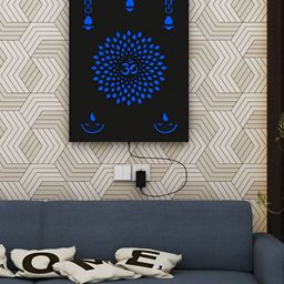 ANIKAA DivineGlow Black & Blue Om Wall Sculpture Wooden Panel-image-93