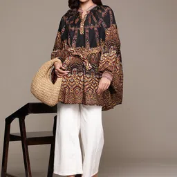 Ritu Kumar Ethnic Motifs Printed Kaftan Kurti with Camisole image 5