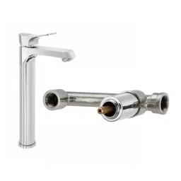 CERA PERLA Basin Mixer Single Lever Exposed Part + Concealed Part Wall Mount Chrome, F1012473+F4065103-40