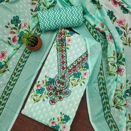 Panzora Floral Printed Embellished Cotton Unstitched Dress Material-image-48