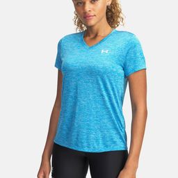 UNDER ARMOUR Brand Logo Detail V-Neck Twist Effect Loose Fit Tech Training T-shirt-17