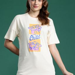 DressBerry Women Printed Drop-Shoulder Sleeves Pure Cotton T-shirt-image-48