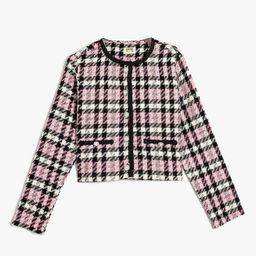 Koton Girls Checked Crop Bomber with Embroidered Jacket-picture-18