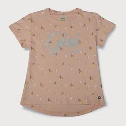 Gini and Jony Peach-Coloured Conversational Printed High-low Top image 3