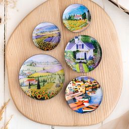 Ritualistic Blue & Green 5 Pieces Non-breakable Tuscany Printed Fridge Magnets-image-78