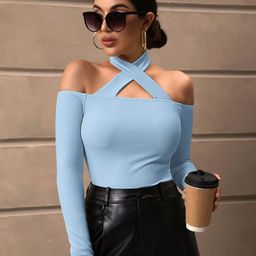 Sugathari Cold-Shoulder Sheen Top-image-58