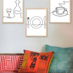 Kotart White & Black 3 Pieces Wooden Restaurant Wall Arts-picture-5