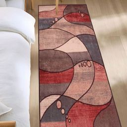 MODEFE Pink & Red Abstract-Printed Anti-Skid Loop Pile Floor Runner-picture-24