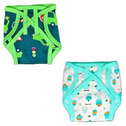 Kindermum Combo Of 2 Nappies Transport Medium - Blue Green-19