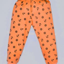 Kiwi Sailor Theme All Over Ship Anchor & Helm Printed Lounge Pants  - Orange-image-55
