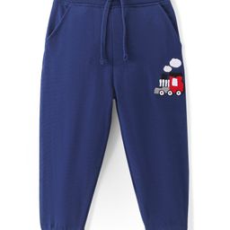 Babyhug Cotton Looper Knit Full Length Lounge Pant Engine Print - Navy Blue-image-30