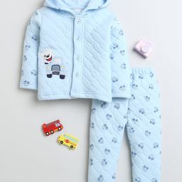 BUMZEE Full Sleeves Car Printed Winter Wear Set - Blue-picture-20