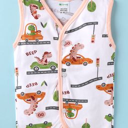 OHMS Single JerseyKnit Sleeveless Jhablas with Dino Print-White-image-55