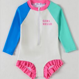 Mark & Mia Full Sleeves V Cut Swimsuit with Frill Detailing - White-image-102