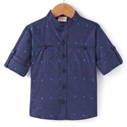 Rikidoos Full Sleeves Anchor Embroidered Shirt - Navy Blue-image-103