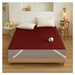 RRC 4 Corner Elastic Straps Queen Size Waterproof Quilted Mattress Protector - Maroon-image-28