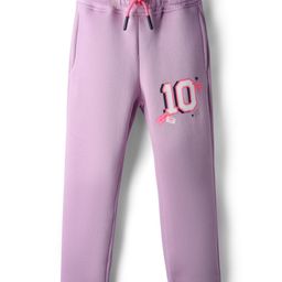 Olio Kids Knit Full Length Fleece & Woollen Lounge Pant With Text Print - Purple-picture-44