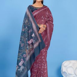 Anouk Rustic Floral Linen Blend Bagh Saree image 4