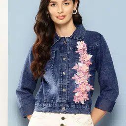 Aarika Lightweight Patch Work Crop Denim Jacket-image-95