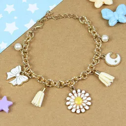Asthetika Kids Girls Beaded Floral Charm Bracelets-image-60