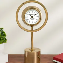 Living scapes by Pantaloons Gold-Toned & White Analogue Contemporary Table Clock-image-39