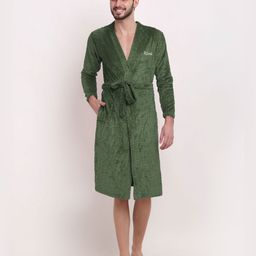 KLOTTHE Self Design Wool Bath Robe With Belt-picture-33