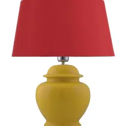 Homesake Yellow Ceramic Table Lamp with Drum Shade (Bulb Included) - Set of 1 image 2