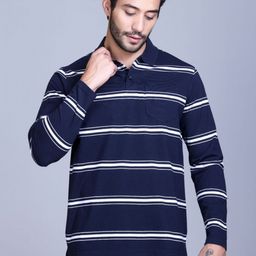 SANE ORIGINALS Men Striped Polo Collar T-shirt-image-48
