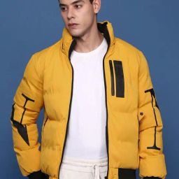 Showoff Yellow Cotton Slim FitJacket-image-60