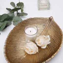 BEHOMA Gold Metal Leaf-Shaped Platter (Large)-image-89