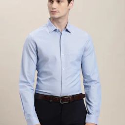 Turtle Light Blue Cotton Slim Fit Texture Shirt-picture-5