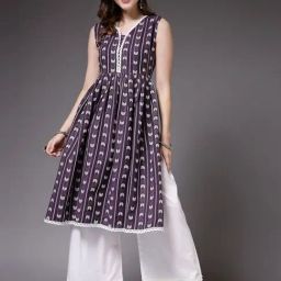 Stylum Purple Woven Pattern Straight Kurta-image-40