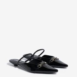 LUNA BLU by Westside Black Chain-Detailed Slingback Mule Shoes-image-89