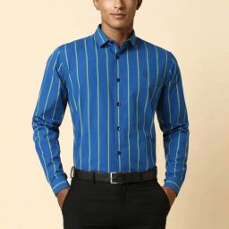 Allen Solly Blue Cotton Slim Fit Striped Shirt-image-44