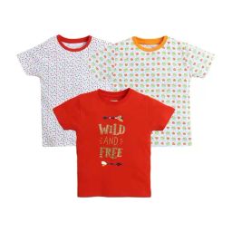Bumzee Kids Red & White Cotton Printed T-Shirt-image-76