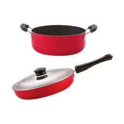 Nirlon Red Aluminium Non-Stick Pots and Pans Combo Cooking Set of 2-34