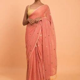Suta Orange Cotton Embellished Saree Without Blouse-image-73