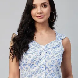 Rare White Floral Print Crop Top-picture-6